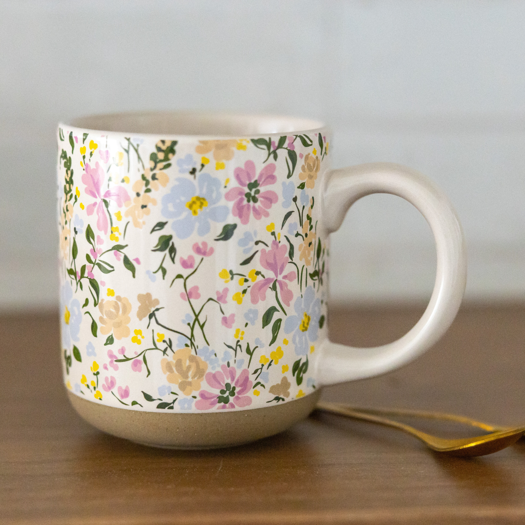 Floral Stoneware Coffee Mug - Spring Decor & Gifts