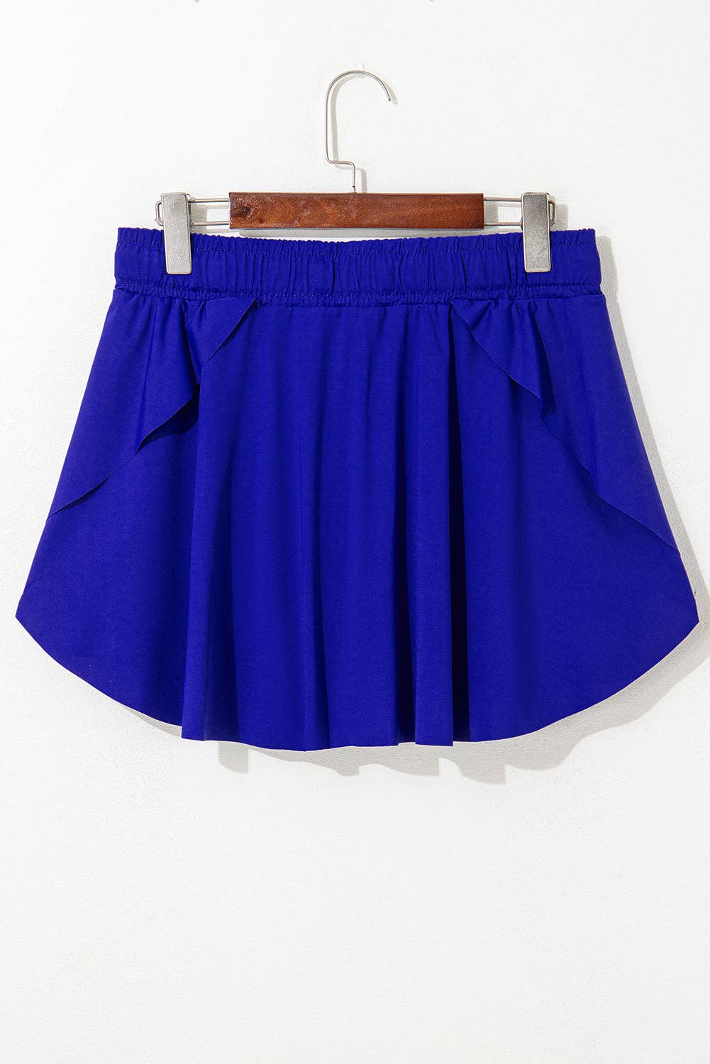 Solid Drawstring Elastic Waist Lined Tennis Skort