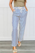 Stripe Drawstring Elastic Waist Shift Pants