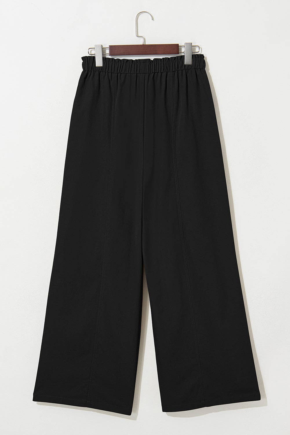 Solid Drawstring Wide Leg Pants