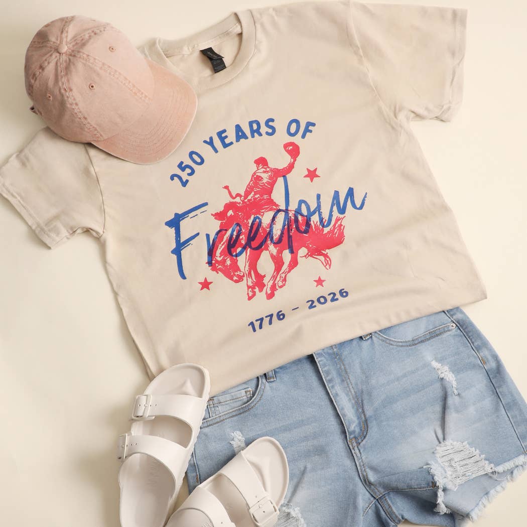 Cowboy 250 Years of Freedom Graphic Heavy Cotton T-Shirt