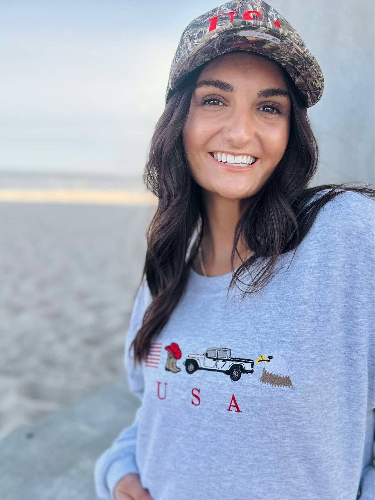 USA Trinkets Embroidered Graphic Sweatshirt