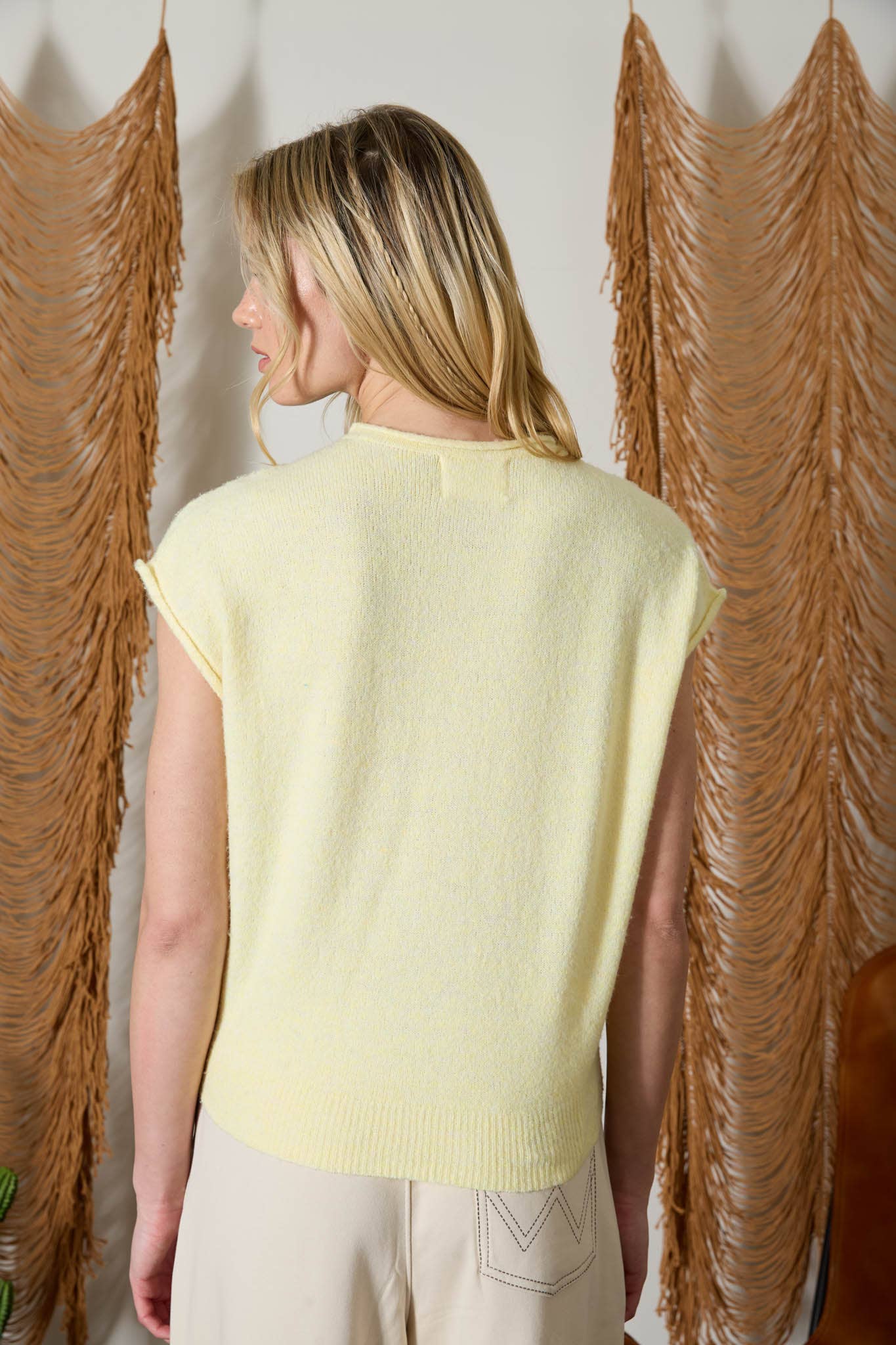 Raw Edge Sleeveless Lightweight Cardigan