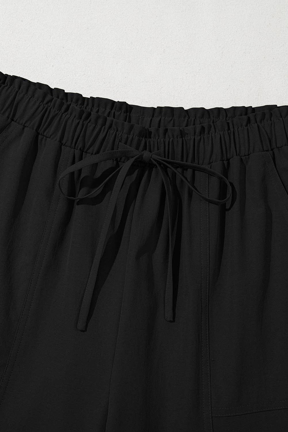 Solid Drawstring Wide Leg Pants