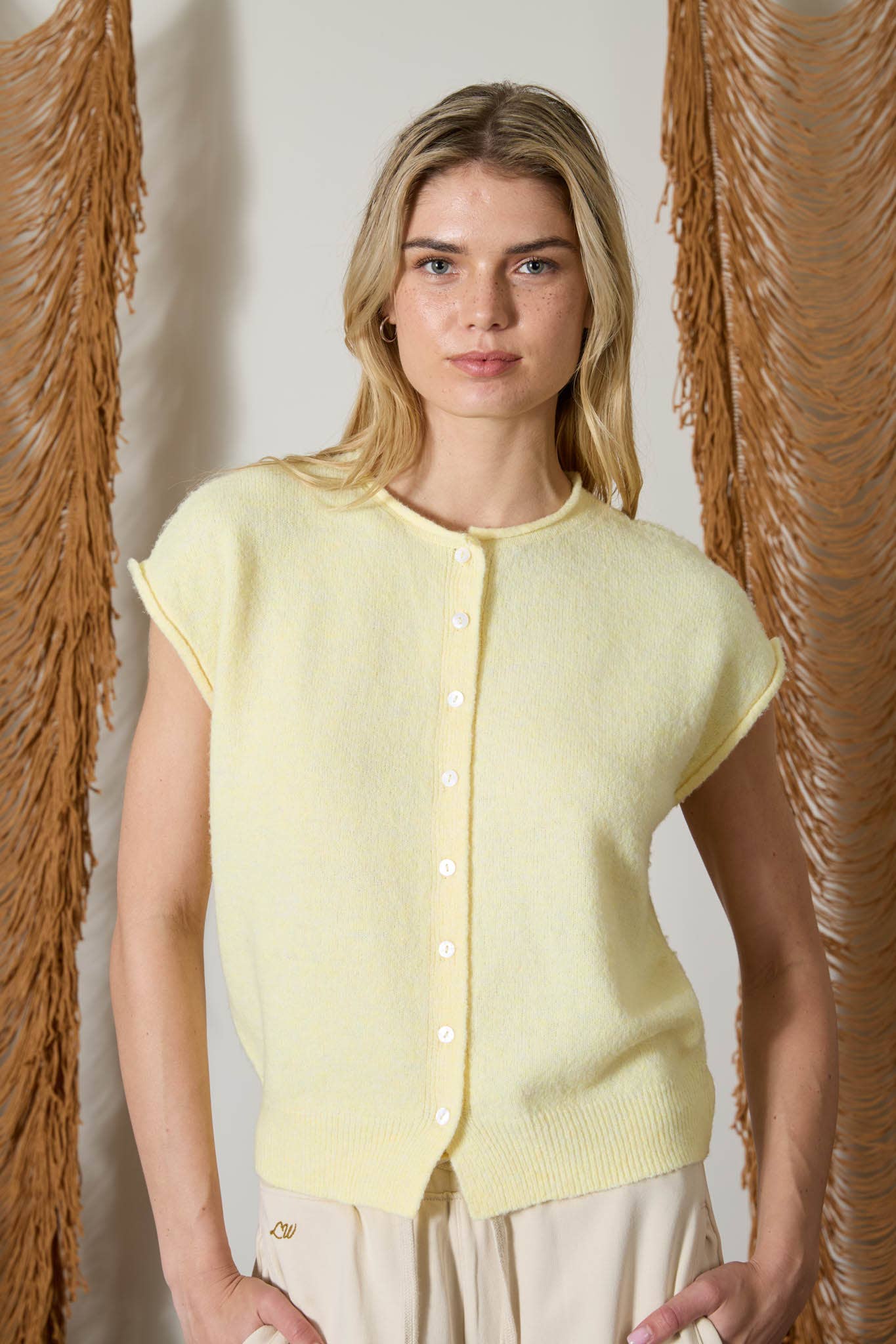 Raw Edge Sleeveless Lightweight Cardigan