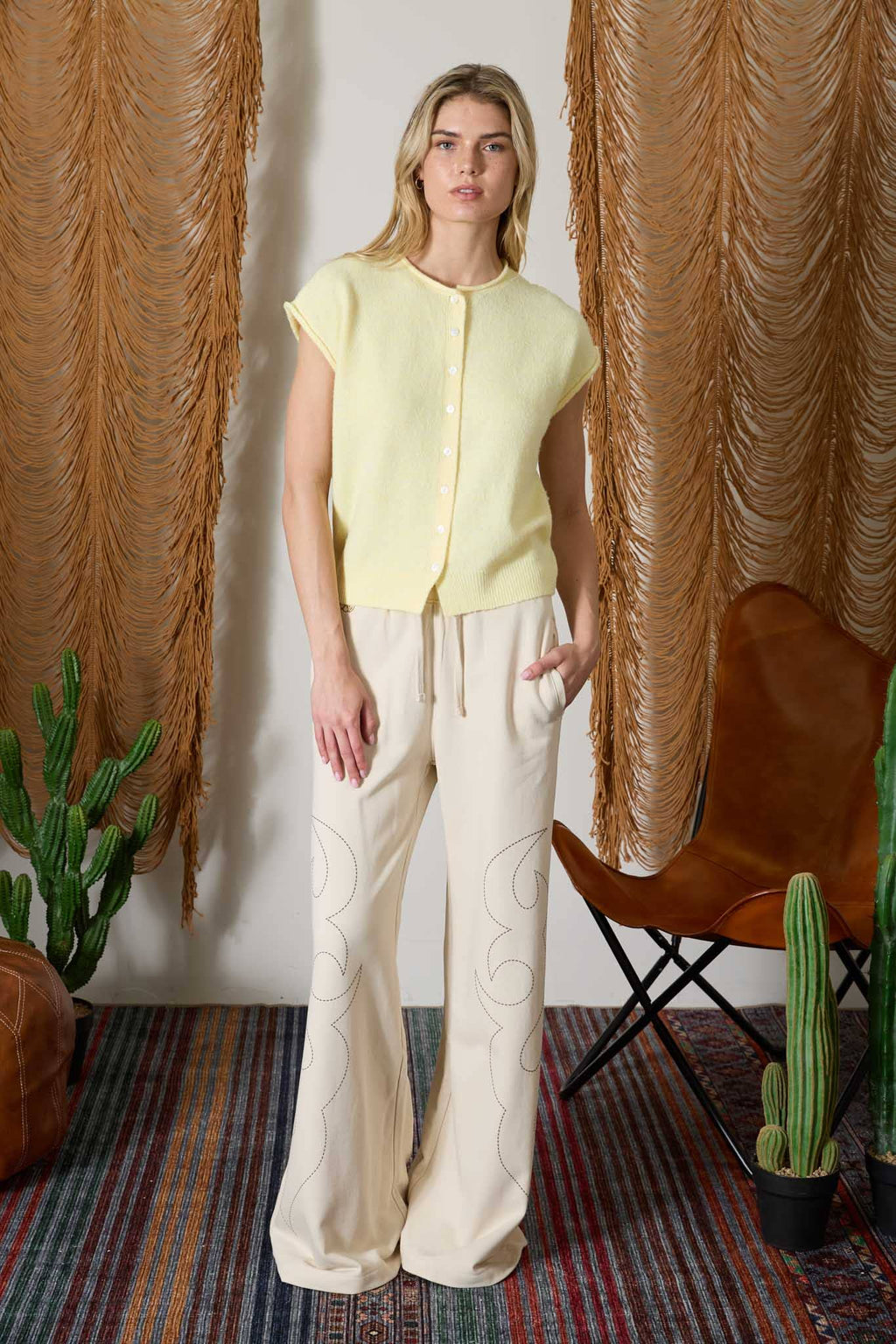 Raw Edge Sleeveless Lightweight Cardigan