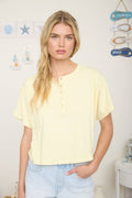 Boxy Fit Henley Short Sleeve Top