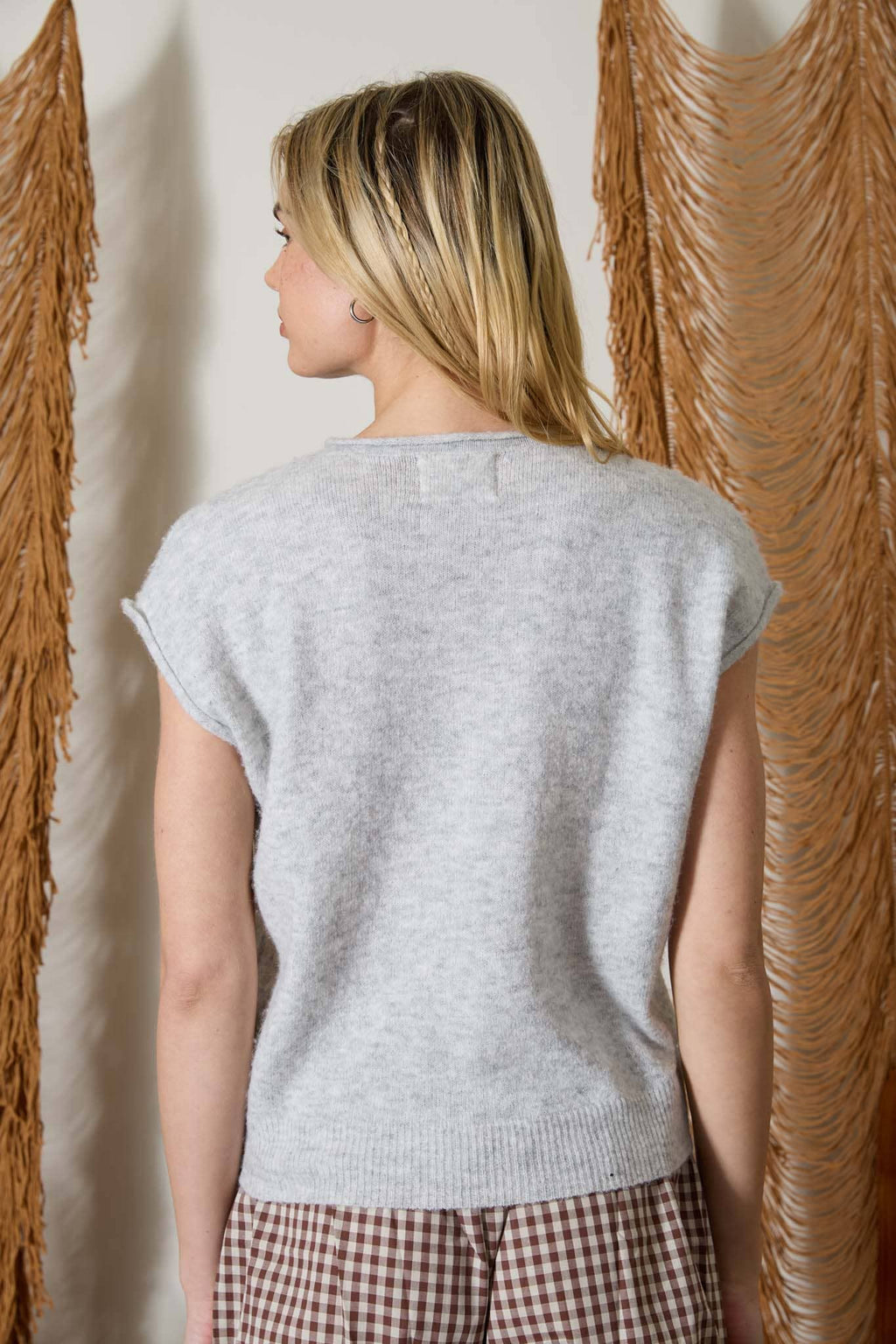 Raw Edge Sleeveless Lightweight Cardigan