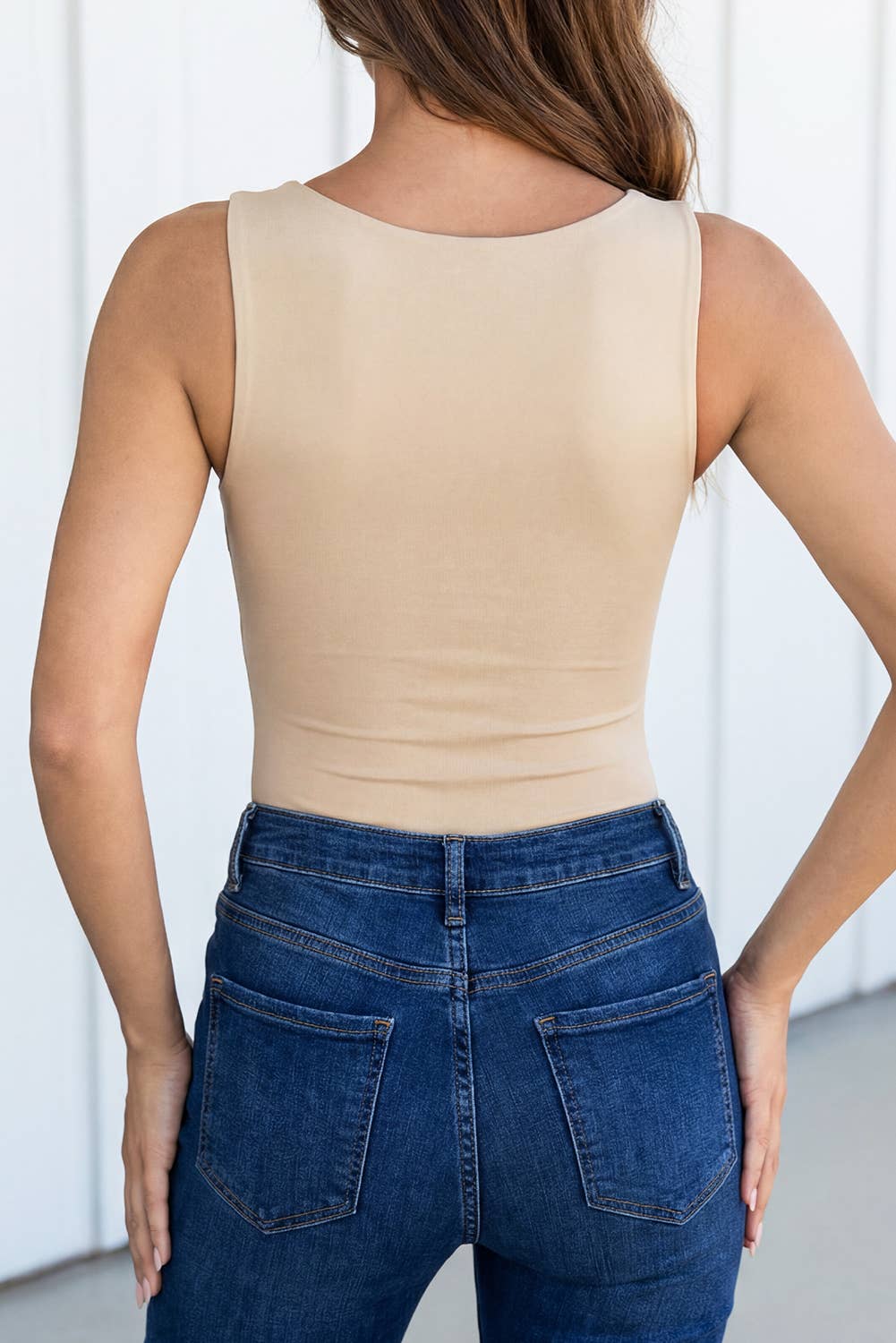 LAS Solid Color Square Neck Built-in Bra Vest (S-XL)