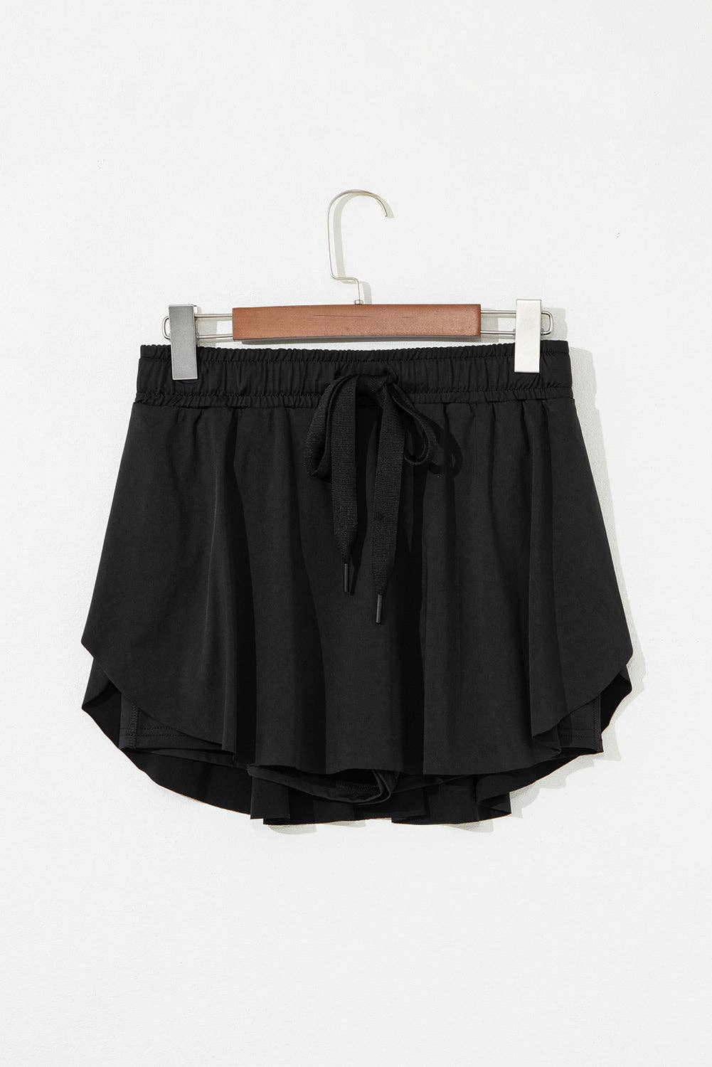 Solid Drawstring Elastic Waist Lined Tennis Skort