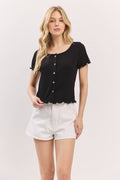 Ribbed Button-Down Tee