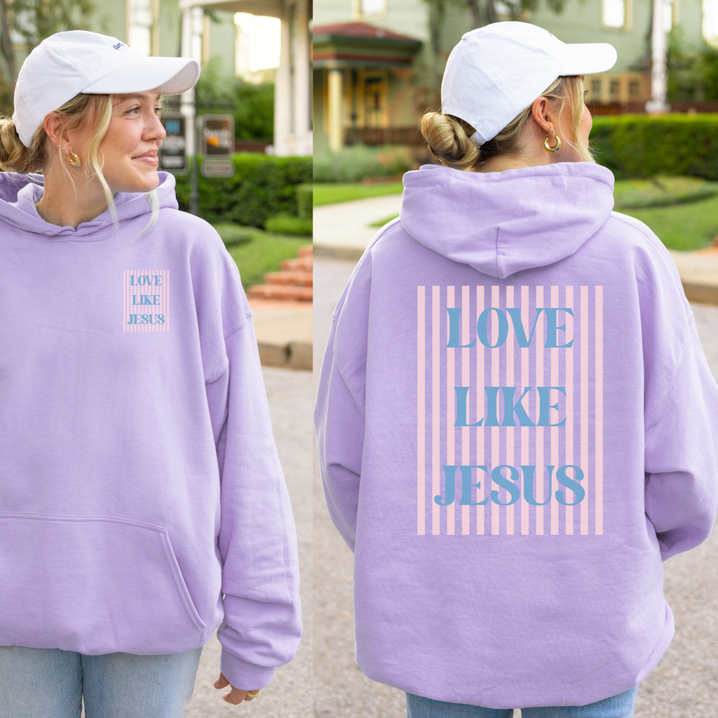 Love Like Jesus Striped Graphic Sweatshirt Hoodie