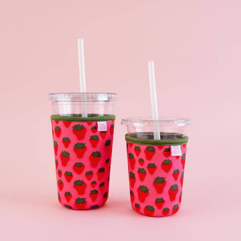 Coffee Cup Cover - Strawberry Field - Iced Drink Sleeve