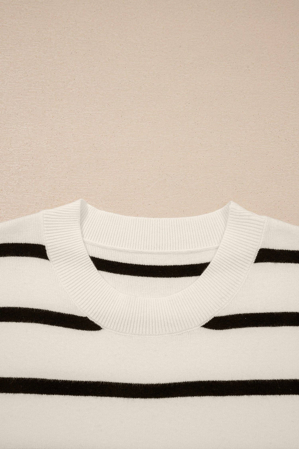 Stripe Side Slit Short Sleeve Sweater Tee