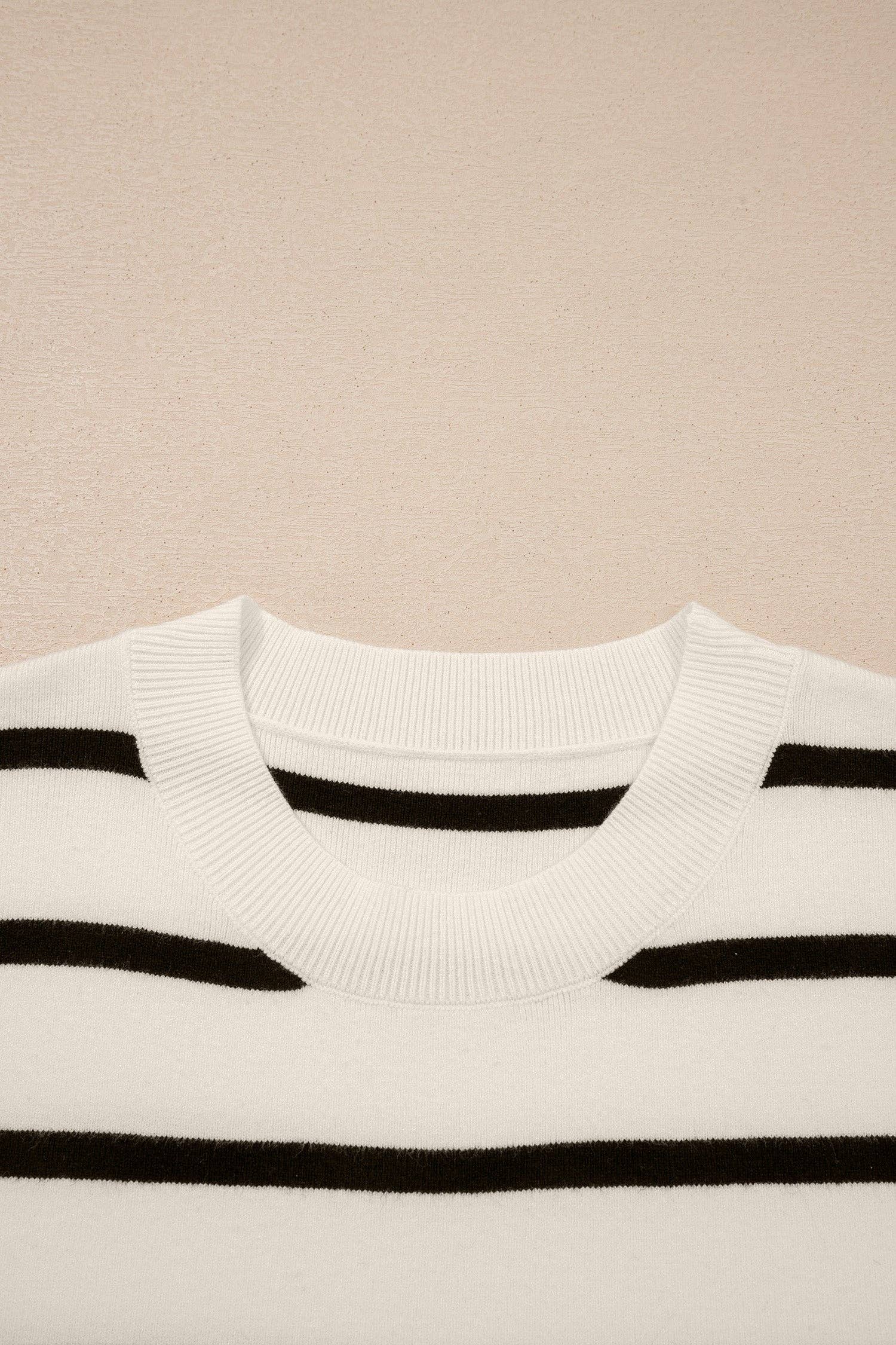 Stripe Side Slit Short Sleeve Sweater Tee