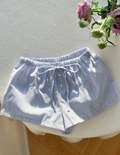 Linen Blue Striped Shorts